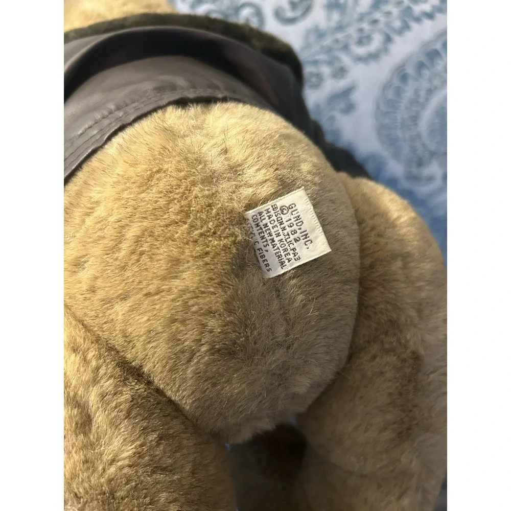Vintage Bialosky Gund Bear 1982 Save the Bears Leather Bomber Jacket Jointed 18